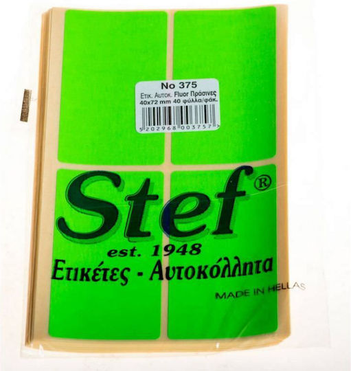 Stef Labels 160τμχ Αυτοκόλλητες Ετικέτες Ορθογώνιες σε Πράσινο Χρώμα 40x72mm
