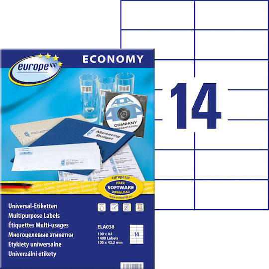 Avery 1400 Self-Adhesive Rectangular A4 Labels 105x42.3mm