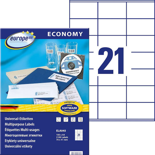 Avery 2100 Self-Adhesive Rectangular A4 Labels 70x41mm
