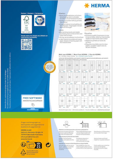 Herma 3000 Self-Adhesive Rectangular A4 Labels 70x29.7mm