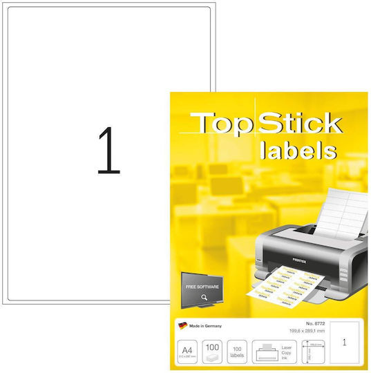 Topstick 100 Самозалепващи A4 етикети 199.6x289.1мм