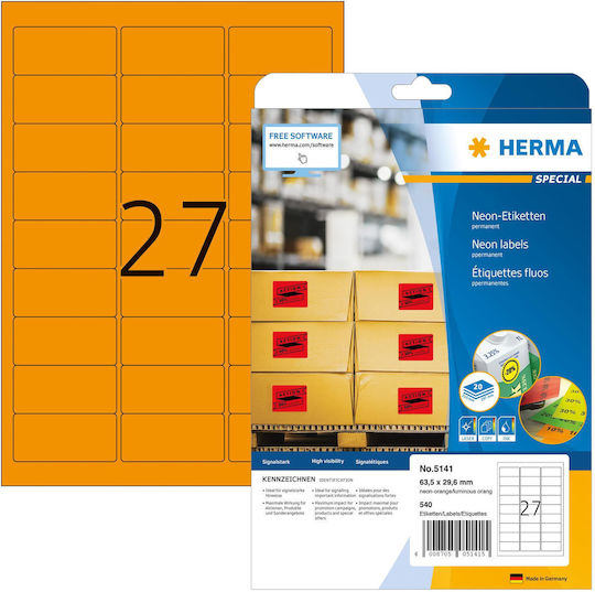 Herma 540 Αυτοκόλλητες Ετικέτες Α4 Ορθογώνιες 63.5x29.6mm