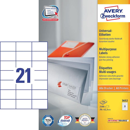 Avery Etichete autoadezive A4 Dreptunghiulare