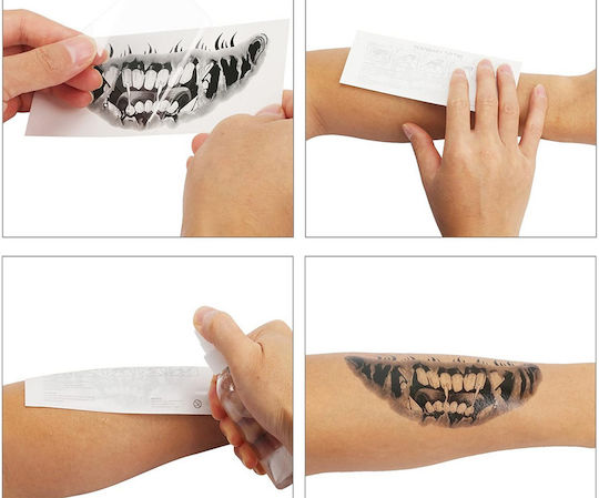 Set 3 Semi-permanent Tattoos Zola Halloween Devilish Smile Design