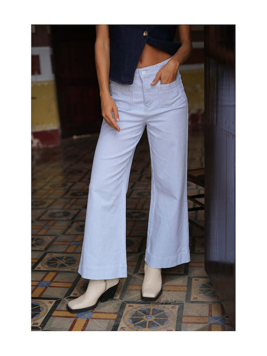 Women's Jean Trousers in Wide Line Sky Blue