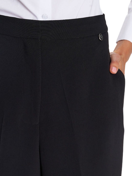 Women's Fabric Trousers Straight Line Black