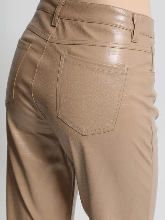 Γυναικείο Υφασμάτινο Παντελόνι σε Bootcut Εφαρμογή Μπεζ