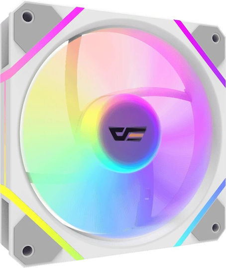 Darkflash DM12 Pro Reverse Blade Case Fan 120mm with ARGB Lighting and 4-Pin PWM Connection White