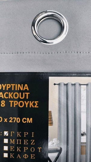 Import Hellas Perdea de Întunecare cu Coafură Gri 0037-6046 270x270cm