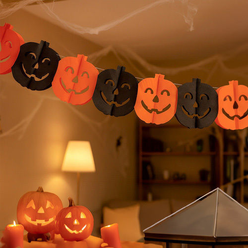 Ghirlandă Decorativă Dovleac Zola 3 M Halloween 17,5 × 17,5 Cm Hârtie Portocaliu Negru