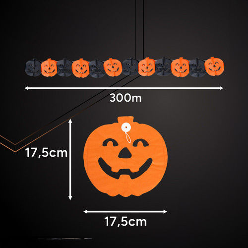 Ghirlandă Decorativă Dovleac Zola 3 M Halloween 17,5 × 17,5 Cm Hârtie Portocaliu Negru
