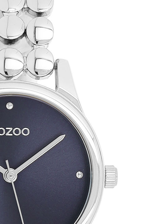 Oozoo Timepieces Γυναικείο Ρολόι 28mm Μπαταρίας με Ασημί Μεταλλικό Μπρασελέ
