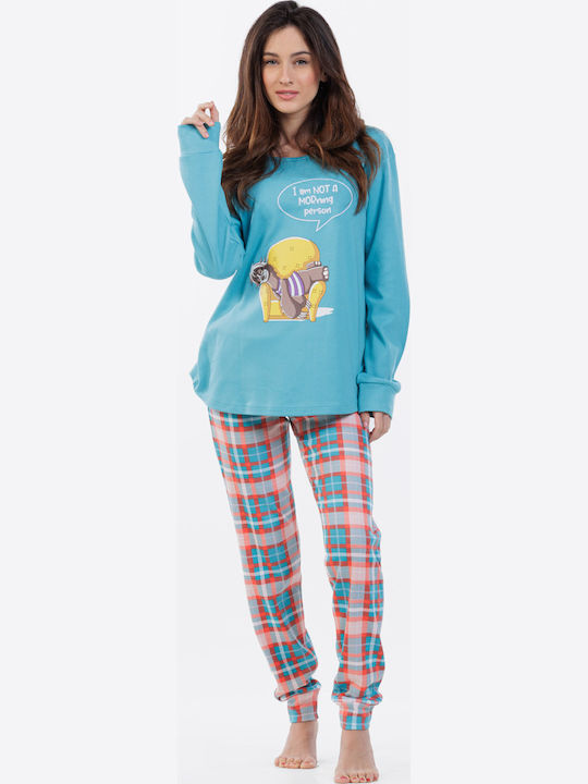 MEI Winter Damen Pyjama-Set Turquoise