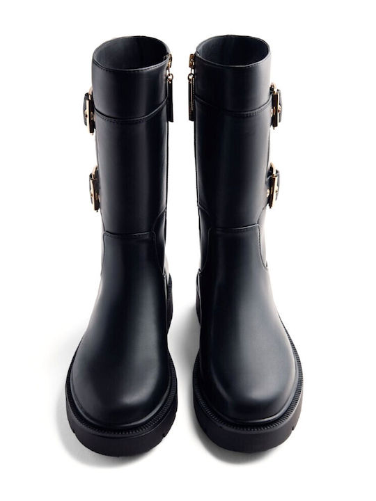 Leder Damenstiefel Schwarz