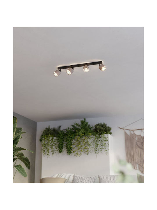 Eglo Spot with 4 Lights and with Socket E27 in Black Color