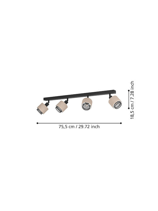 Eglo Spot with 4 Lights and with Socket E27 in Black Color