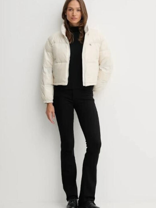 Women's Crop Puffer Jacket for Winter High-shine