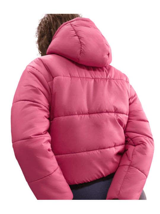 Kurz Damen Puffer Jacke für Winter Rosa