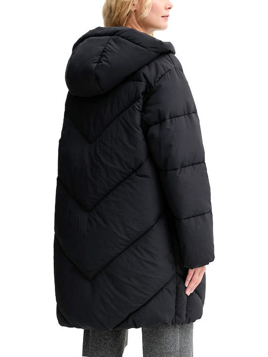 Women's Puffer Jacket for Winter with Hood Black