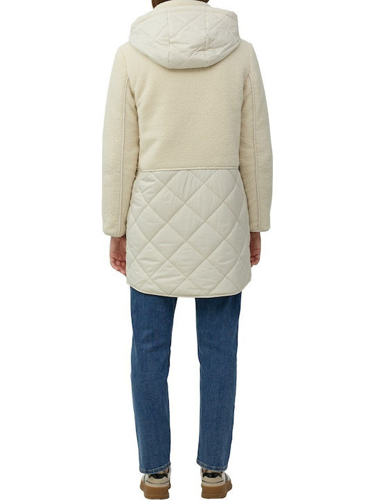 Γυναικείο Puffer Μπουφάν για Χειμώνα Εκρού
