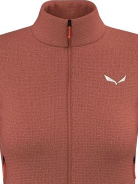 Puez Rocca Polarlite Fleece Women's Cardigan with Zipper Red