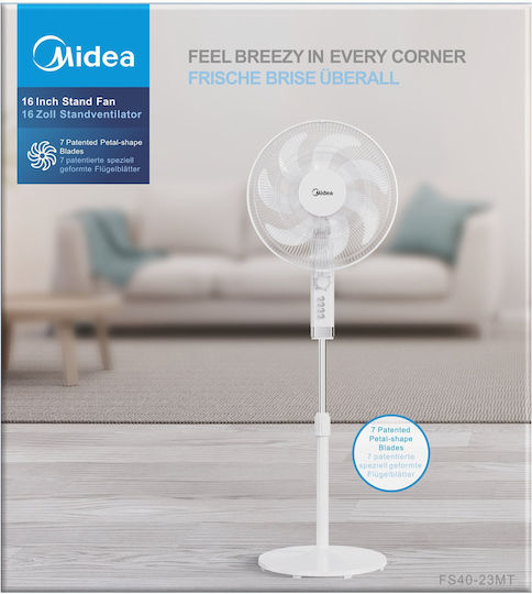 Midea Ανεμιστήρας Ορθοστάτης 50W Διαμέτρου 40cm με Τηλεχειριστήριο Λευκός