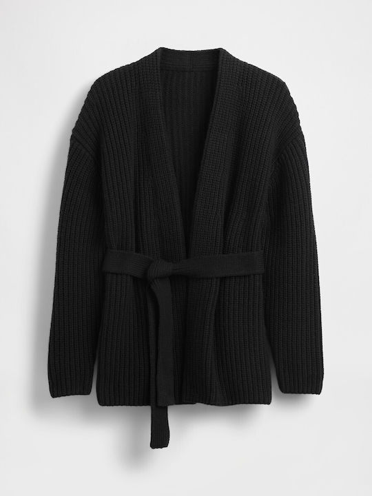 Cardigan Pentru Femei Tricotat Negru Lung