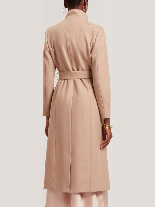 Rosell Wool Women's Camel Coat with Belt