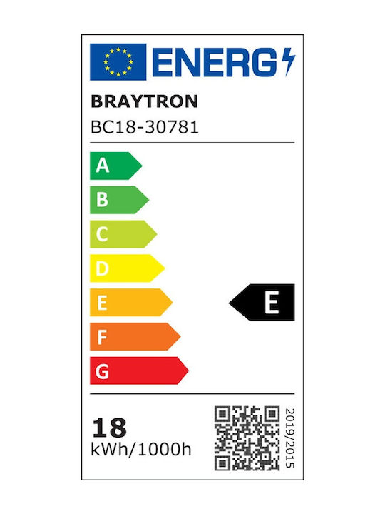Braytron Стенна Външна Костенурка LED IP65 18W с Регулируемо бяло Светлина 22.2x22.2x4.8εκ.