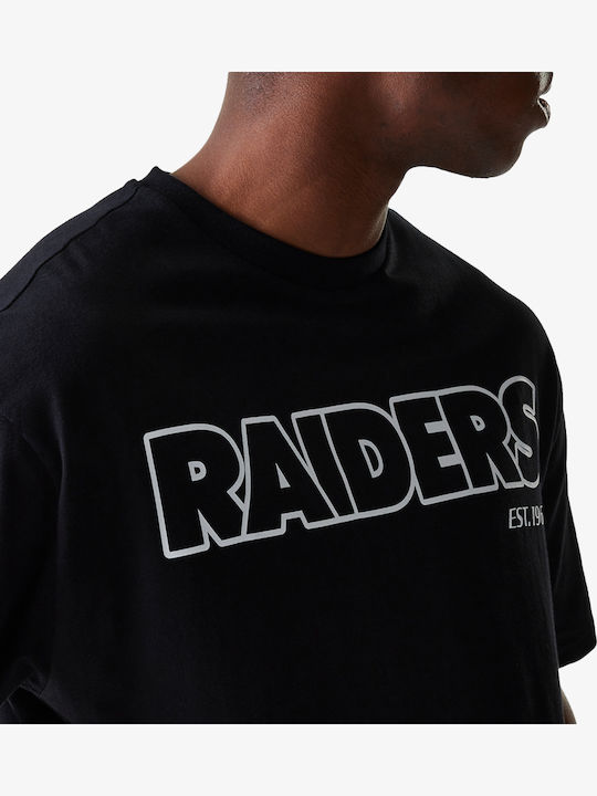 New Era Men Las Vegas Raiders NFL Wordmark Oversized T-shirt Black 60684359 New Era Men Las Vegas Raiders NFL Wordmark Oversized T-shirt Black 60684359