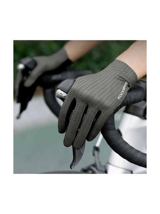 Rockbros Lange Männliche Fahrradhandschuhe Grüne