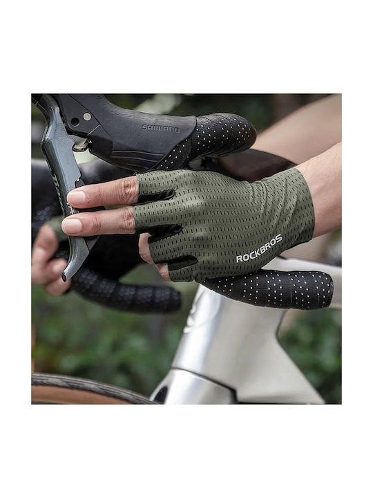 Rockbros Halber Finger Männliche Fahrradhandschuhe Grüne