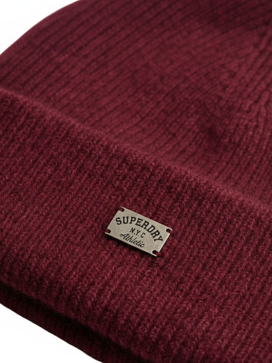 Beanie Unisex Σκούφος Πλεκτός σε Μπορντό χρώμα
