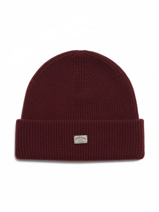 Beanie Unisex Σκούφος Πλεκτός σε Μπορντό χρώμα