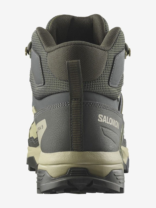 Salomon X Ultra 5 Mid Men's Hiking Boots Waterproof with Gore-Tex Membrane Green