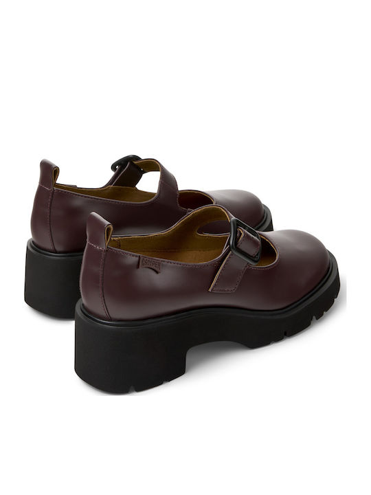 Lederne Damen Ballerinas in Burgundisch Farbe