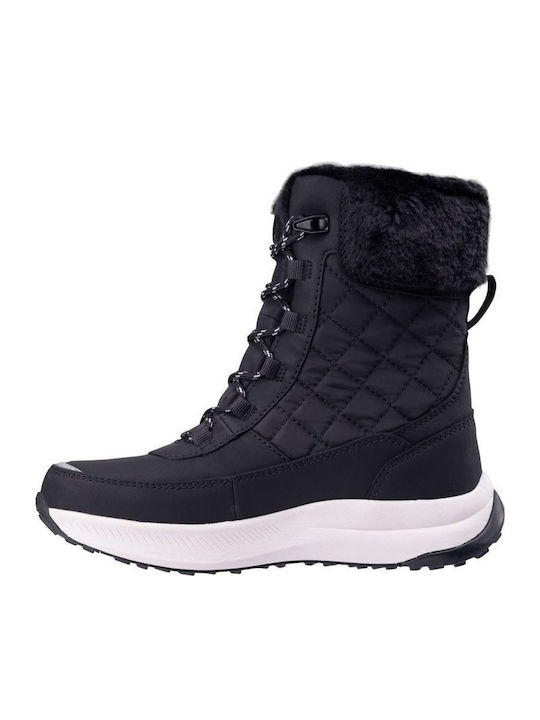Synthetic Leather Snow Boots with Fur Navy Blue