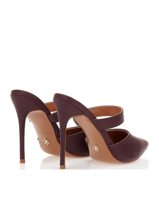 Mule cu cu gleznă înaltă Toc în Culoare Burgundy