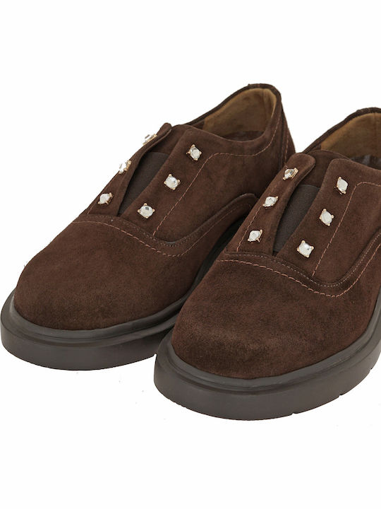Wildleder Damen Oxfords in Braun Farbe