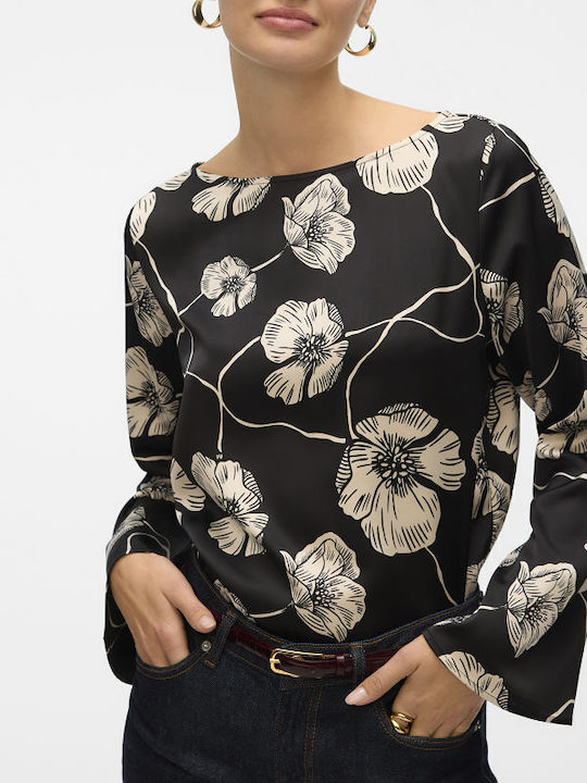 Women's Blouse Floral Black