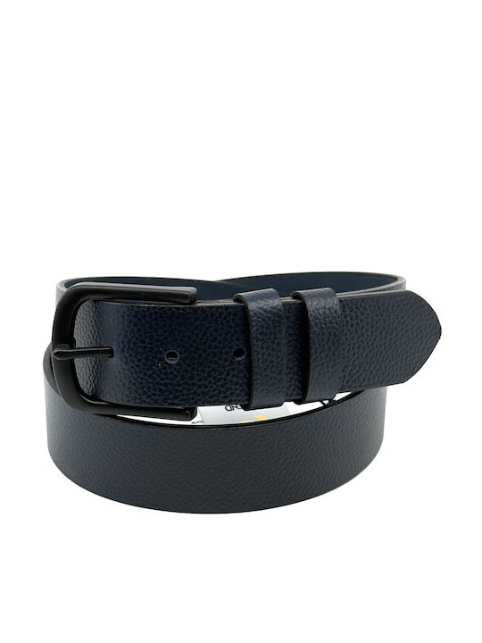 Wide Men's Belt Leather Blue