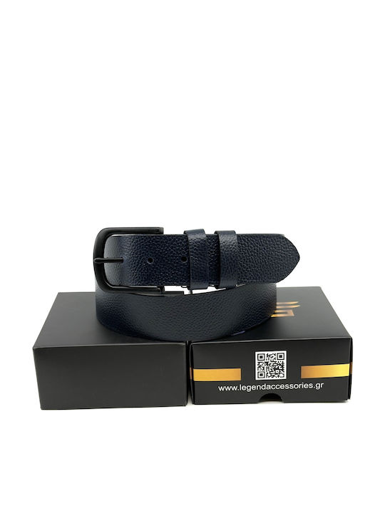Wide Men's Belt Leather Blue