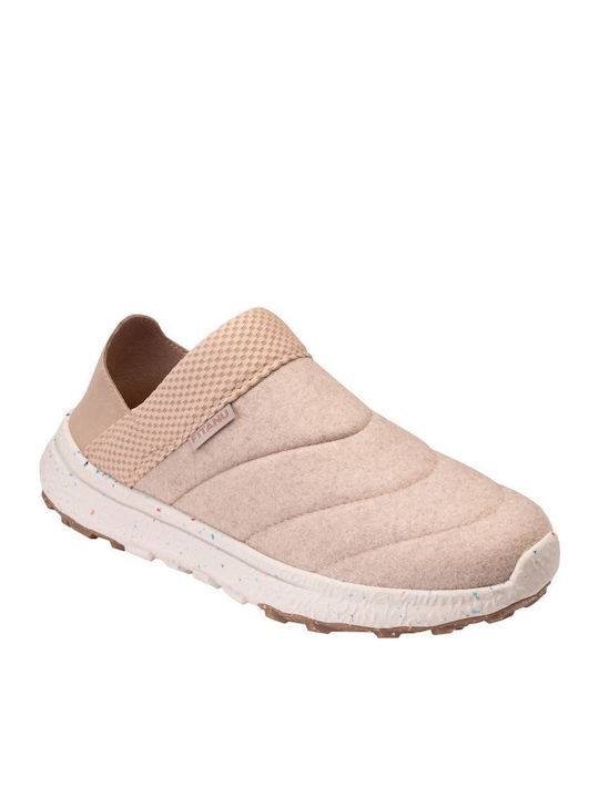 Γυναικεία Slip-On από Συνθετικό Δέρμα Ροζ
