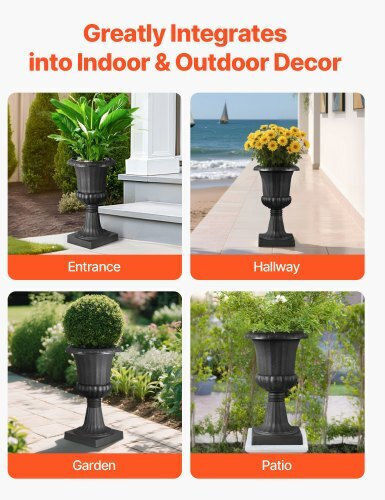 Vevor Planter Box Plastic Black 25x42cm.