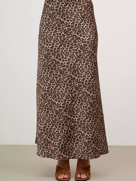 High-waisted Maxi Skirt Leopard Brown