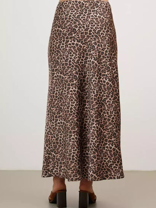 High-waisted Maxi Skirt Leopard Brown