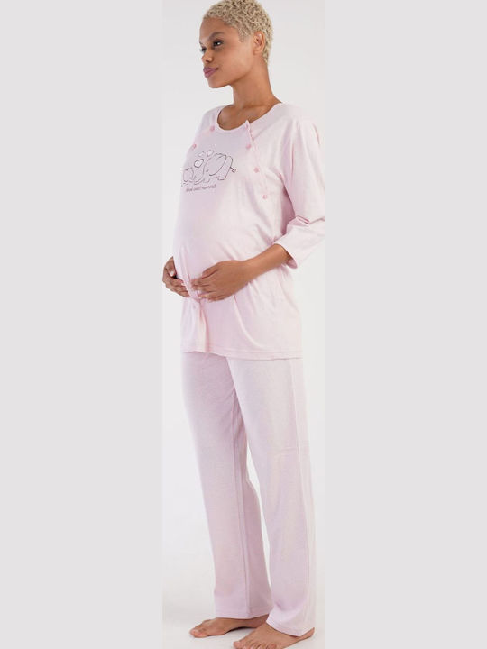 Vienetta Secret Maternity Pajama Set & Nursing Pink