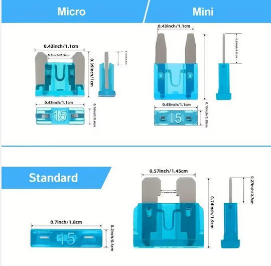 Σετ 300 Ασφάλειες Αυτοκινήτου Mini Standard & Micro Blade Εξολκέα – 55p-8801