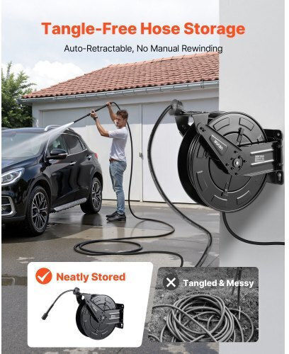 Vevor Automatic Watering Wind Wall Mounted with Hose 15.2m