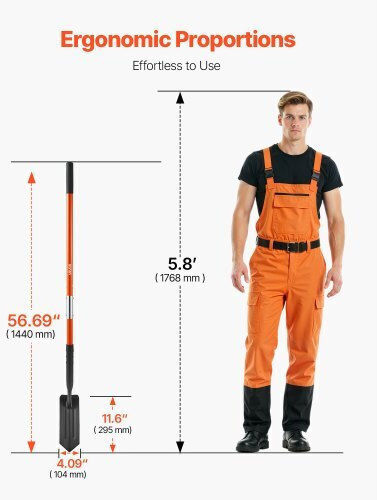Vevor Φτυάρι Ίσιο με Κοντάρι 142cm και Λαβή Fiberglass